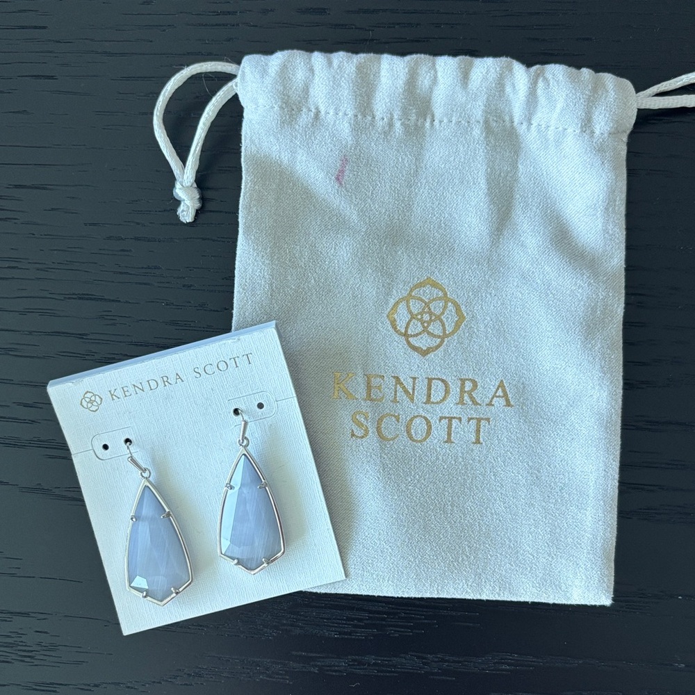 New Kendra Scott Silver and Light Blue Teardrop Earrings